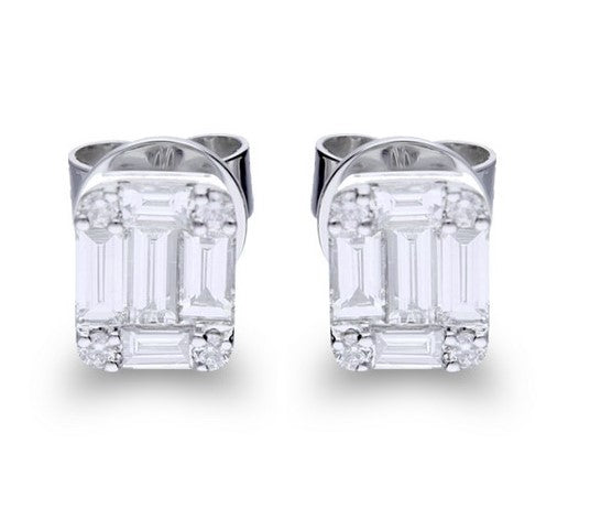 Diamond Cluster Stud Earrings