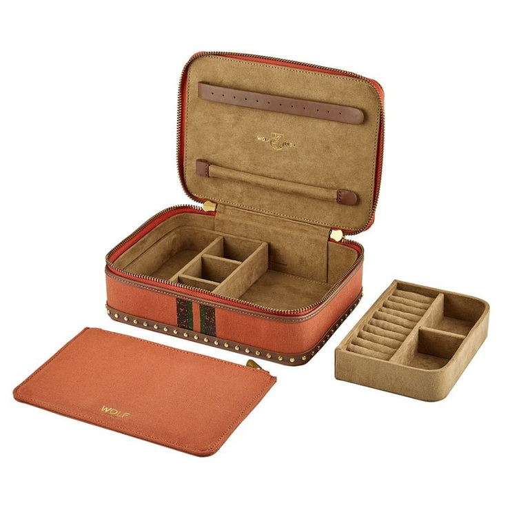 Wolf - Ida Travel Zip Jewelry Case - Orange