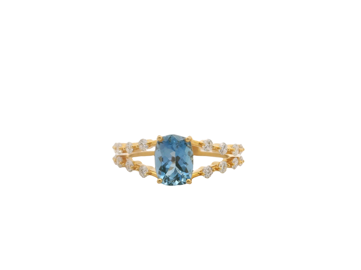Aquamarine & Diamond Ring