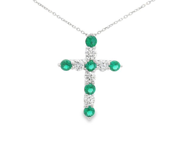 Emerald & Diamond Cross Pendant
