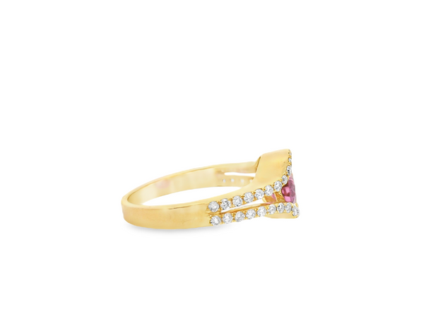 Pink Sapphire & Diamond Ring