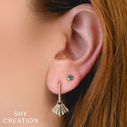 SHY CREATION - BEZEL SET EMERALD STUD EARRINGS