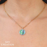 Shy Creation - Abalone Shell & Diamond Pendant