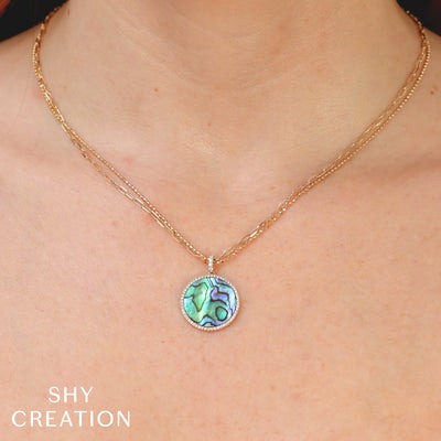 Shy Creation - Abalone Shell & Diamond Pendant