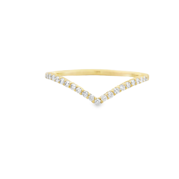 Pave Diamond “V” Contour Wedding Band – 0.20 Tcw