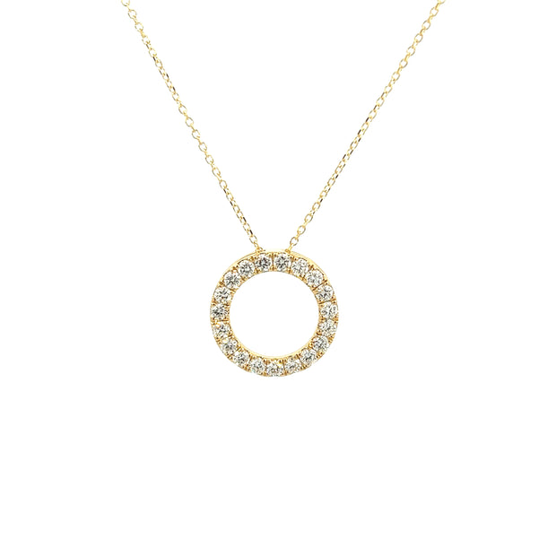 Prong Set Diamond Circle Pendant Necklace