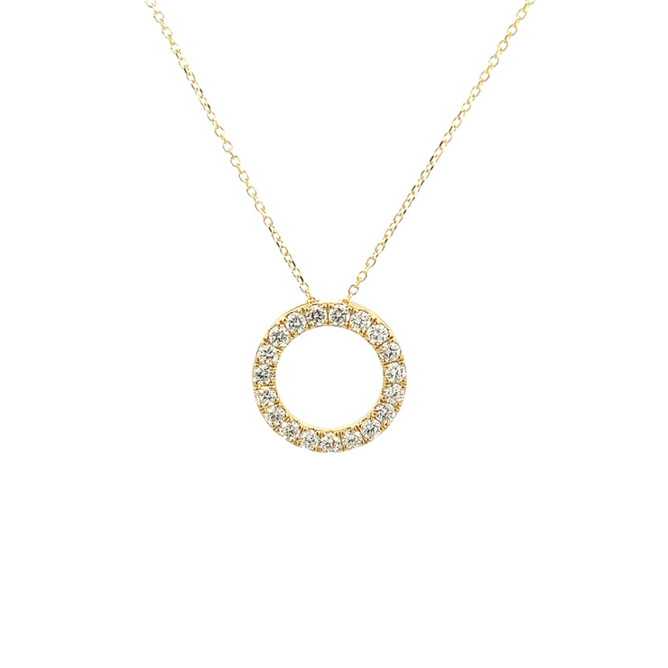 Prong Set Diamond Circle Pendant Necklace