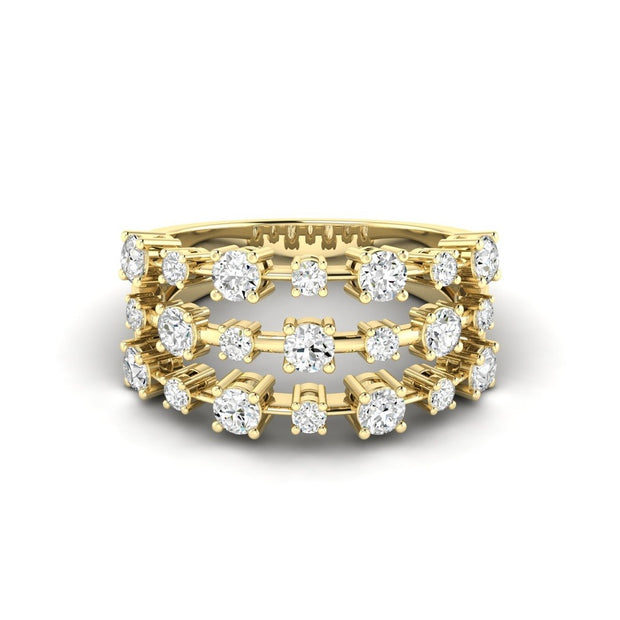 3 Row Diamond Ring