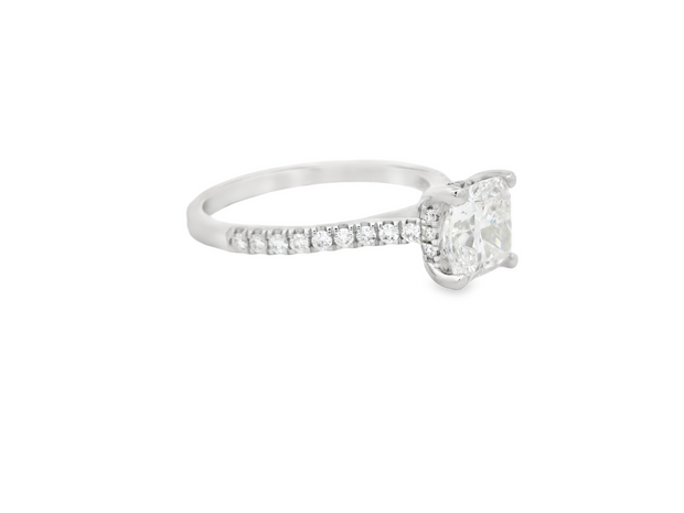 Diamond Engagement Ring - 1 1/2 Ct Cushion Center