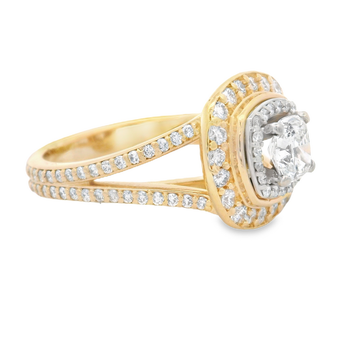 Diamond Engagement Ring - 2/3 Ct Cushion Center