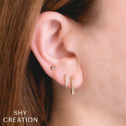 SHY CREATION - BEZEL SET PINK SAPPHIRE STUD EARRINGS