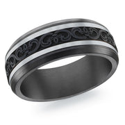 BLACK ZIRCONIUM, GOLD & CARBON FIBER MARDINI WEDDING BAND