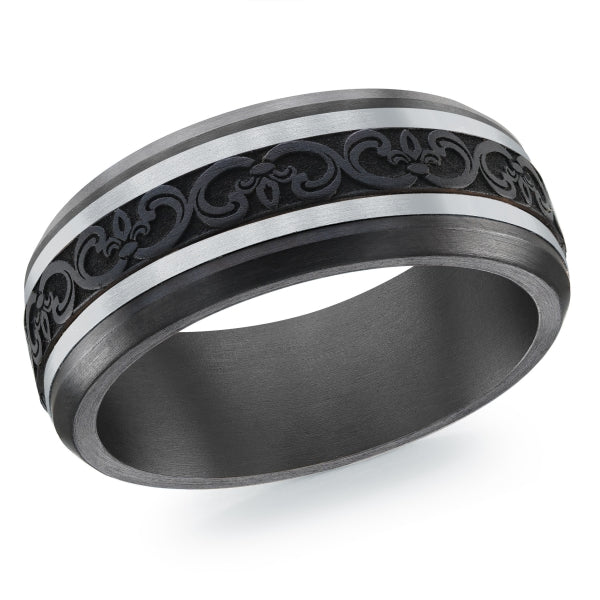 BLACK ZIRCONIUM, GOLD & CARBON FIBER MARDINI WEDDING BAND
