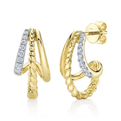 Shy Creation - Triple Hoop Diamond Earrings