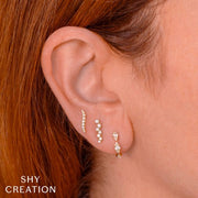 Shy Creation - Tapered Ends Diamond Bar Post Earrings