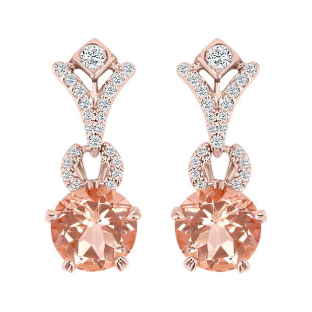 MORGANITE & DIAMOND DANGLE EARRINGS