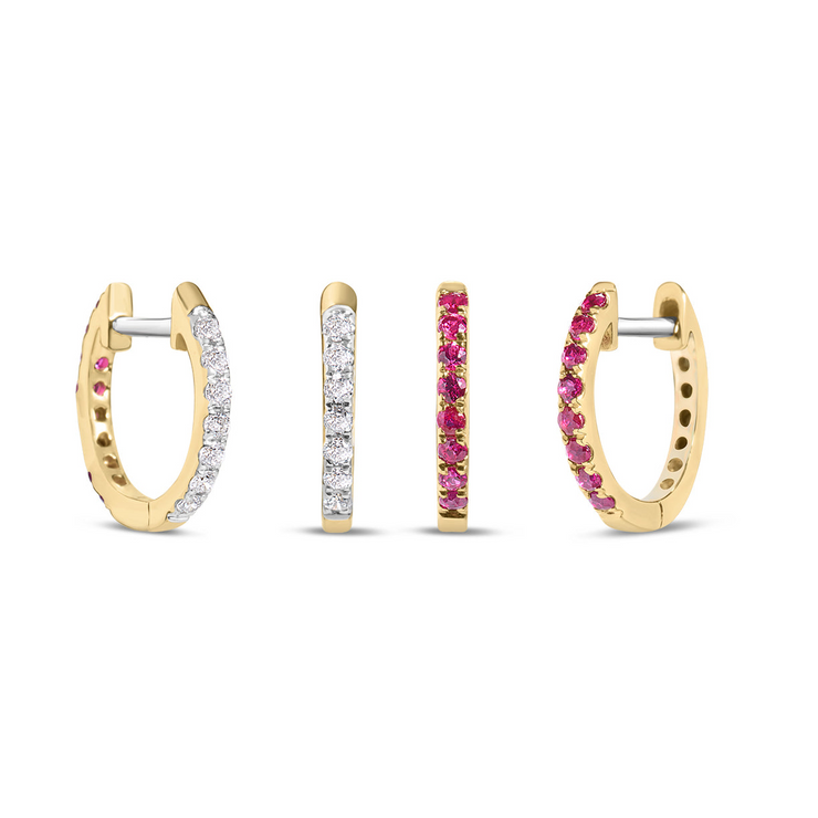 Ruby & Diamond Reversible Huggie Earring
