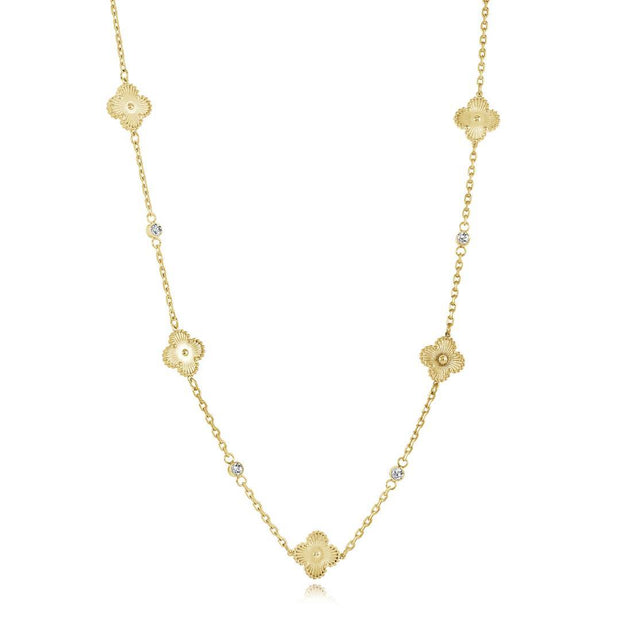 Italgem - Yellow Stainless Steel Clover Necklace 18"