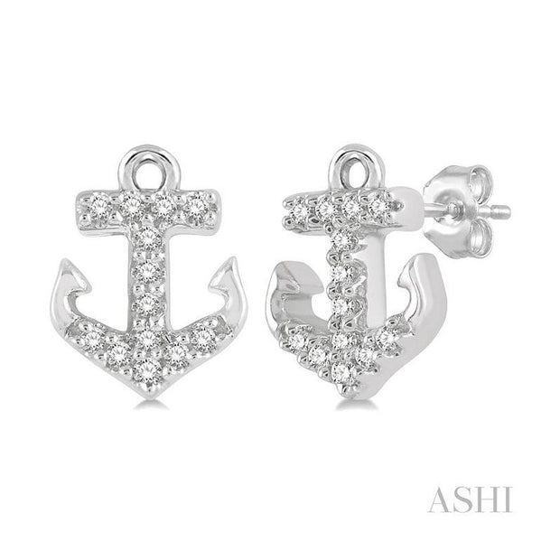 Ashi - Diamond Anchor Stud Earrings