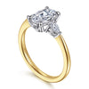 Siebke Hoyt Oval Three Stone Diamond Basket Semi-Mount Engagement Ring in Gold Plated Silver