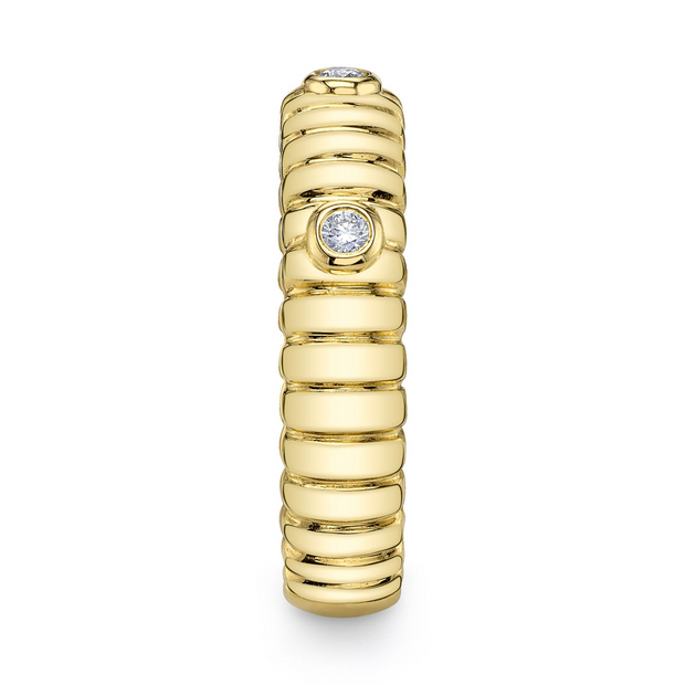 Shy Creation - Diamond Bezel Ribbed Band