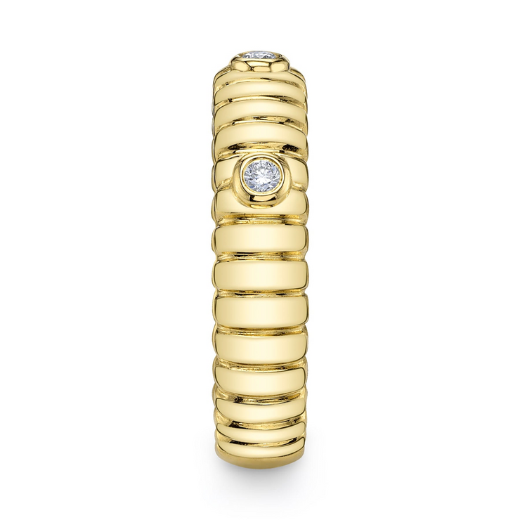 Shy Creation - Diamond Bezel Ribbed Band
