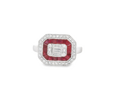 Ruby & Diamond Emerald Shape Ring