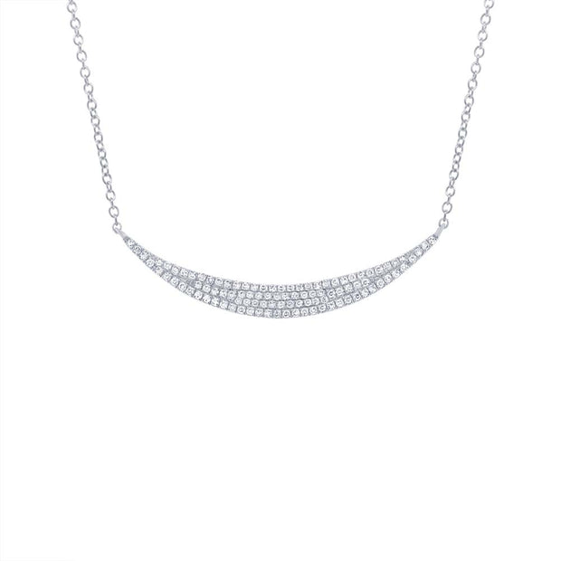 Shy Creation- White Gold Medium Diamond Pave Crescent Necklace