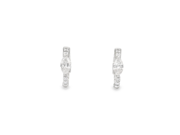 Marquise Diamond Huggie Hoop Earrings