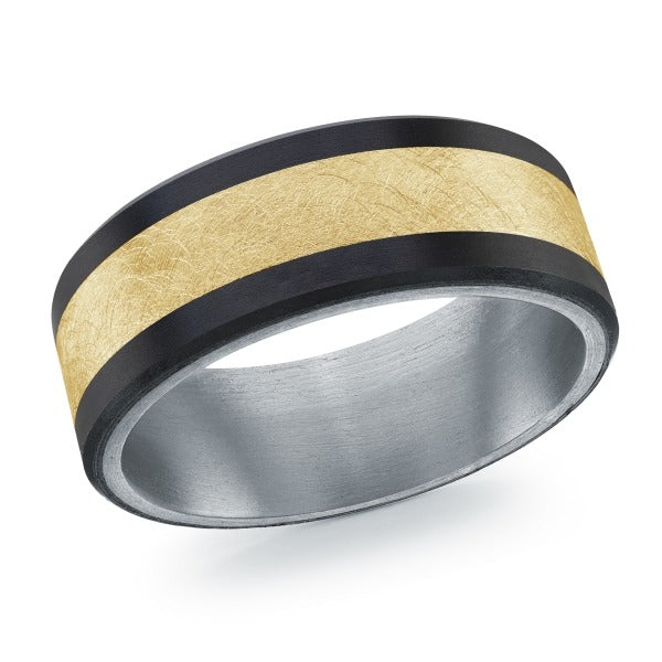 Black Carbon Fiber, Gold & Tantalum Mardini Wedding Band