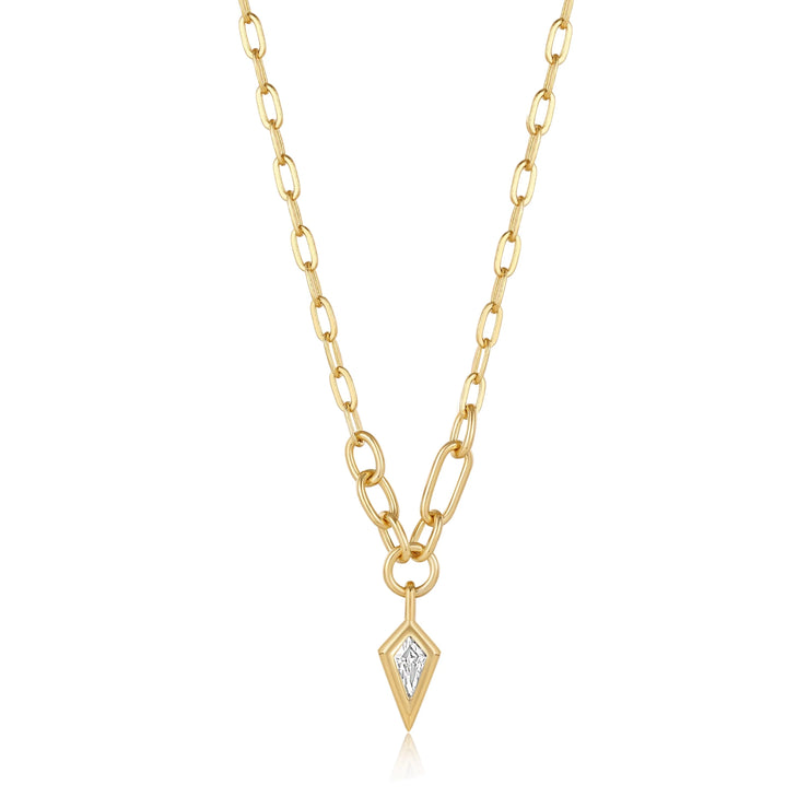 ANIA HAIE - GOLD PLATED SPARKLE DROP CHUNKY CHAIN NECKLACE