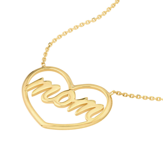 SCRIPT MOM HEART NECKLACE