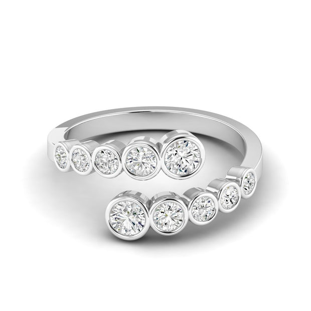 Bezel Set Graduated Diamond Bypass Ring