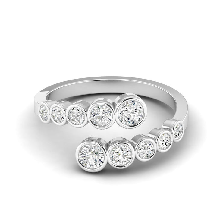 Bezel Set Graduated Diamond Bypass Ring