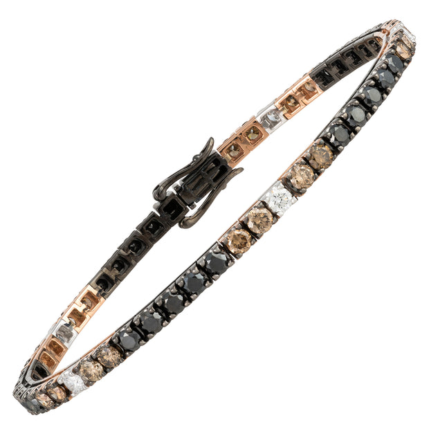 White, Black, & Cognac Diamond Tennis Bracelet