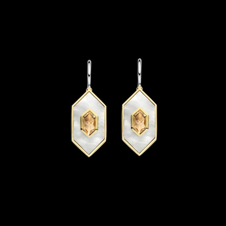 TI SENTO – HEXAGON MOTHER OF PEARL DANGLE EARRINGS