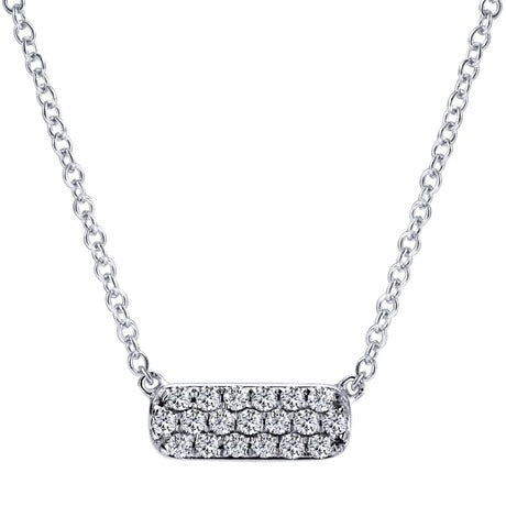 GABRIEL & CO - White Gold Pave Diamond Bar Necklace