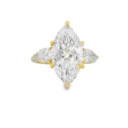 MARQUISE & PEAR 3 STONE DIAMOND RING - 6 CT