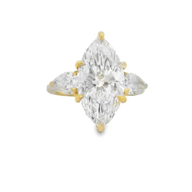 MARQUISE & PEAR 3 STONE DIAMOND RING - 6 CT