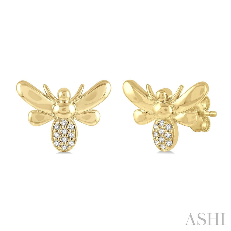 Ashi - Diamond Bee Stud Earrings