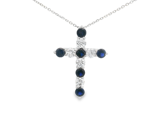 Sapphire & Diamond Cross Pendant