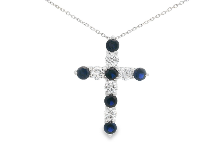 Sapphire & Diamond Cross Pendant