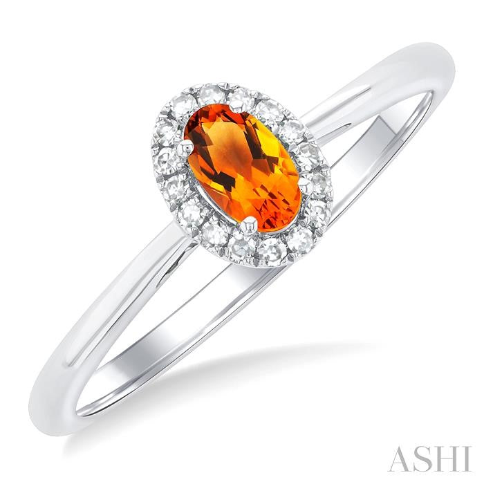 Oval Shape Citrine & Halo Diamond Ring