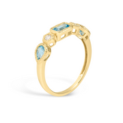 Blue Topaz & Diamond 5 Stone Band