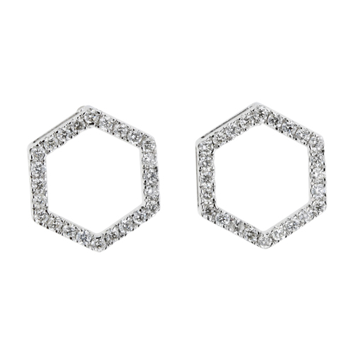 DIAMOND OPEN OCTAGON POST EARRINGS