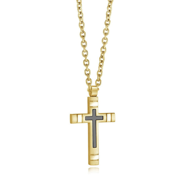 Gold & Black Cross Pendant