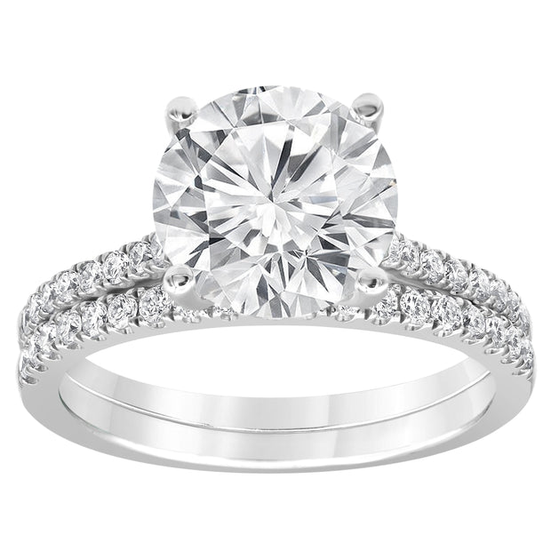 Diamond Wedding Set - 4 Ct Round Center