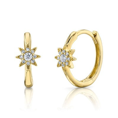 Shy Creation - Diamond Star Huggie Hoop Earrings