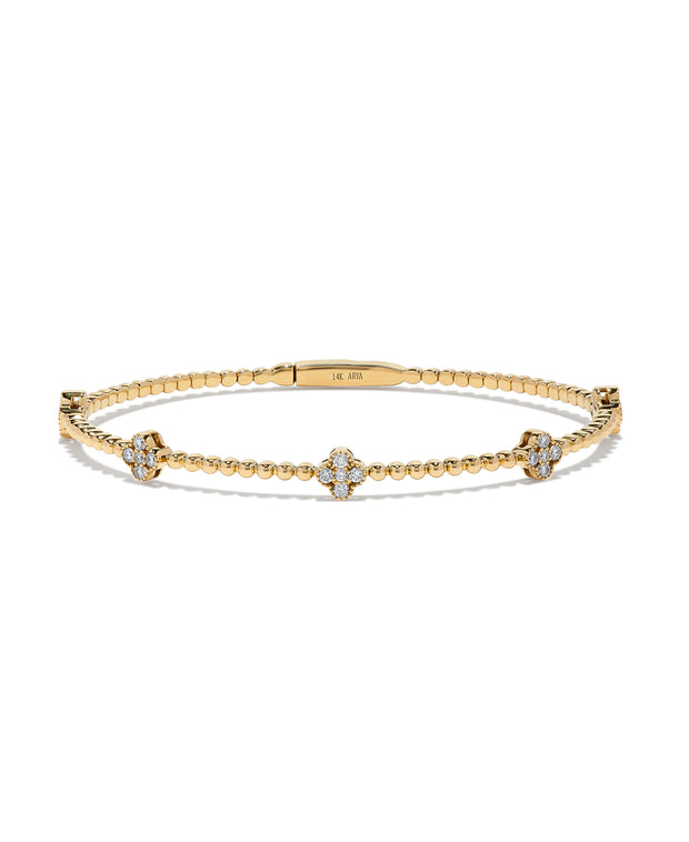 5 Clover Station Flexible Diamond Bangle Bracelet