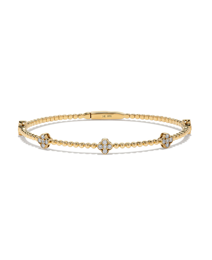 5 Clover Station Flexible Diamond Bangle Bracelet